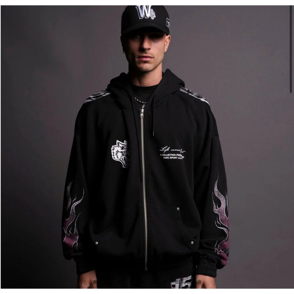 NWT FULL THROTTLE "VINTAGE RIVET CHAMBERS" ZIP HOODIE IN BLACK Size XL
